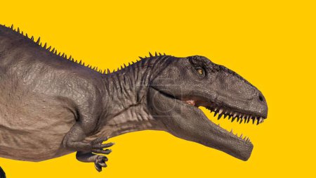 Photo for An illustration of a dinosaur isolated on yellow blank background - Royalty Free Image