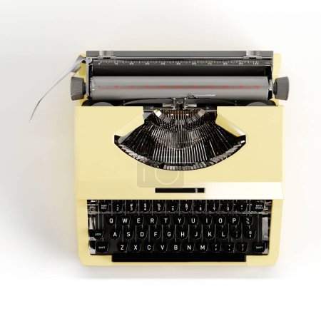 Téléchargez les photos : Illustration 3D d'une machine à écrire isolée sur fond blanc - en image libre de droit