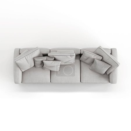 Téléchargez les photos : Illustration 3D d'un canapé confortable gris doux - en image libre de droit