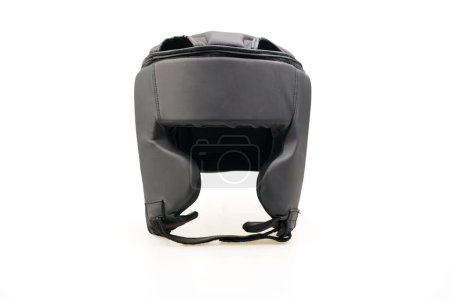 Foto de Un solo casco de boxeo negro aislado sobre un fondo blanco - Imagen libre de derechos