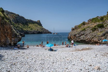 Photo for The view of Cala Bianca beach at Cilento National Park Marina di Camerota, Campania, Italy - Royalty Free Image