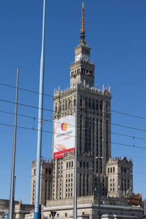 Photo for The Palace of Culture and Science, a high-rise building in central Warsaw, Poland - Royalty Free Image