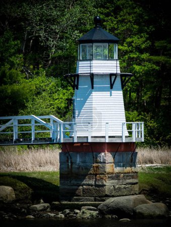 Photo for A vertical shot of a white lighthouse in Bar Harbor town, Maine, United States - Royalty Free Image