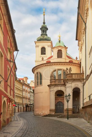 The old street and buildings in the city of Prague in the Czech Republic