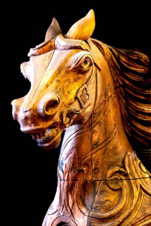 Photo for A vertical closeup shot of a vintage carousel horse ride - Royalty Free Image