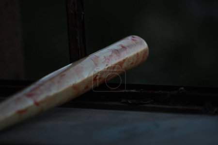 Photo for A closeup shot of a painted baseball bat in a cinematic style - Royalty Free Image
