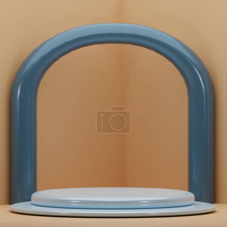 Téléchargez les photos : Un rendu 3d d'un podium cylindre avec une porte ovale à l'arrière parfait pour un photoshoot produit. - en image libre de droit
