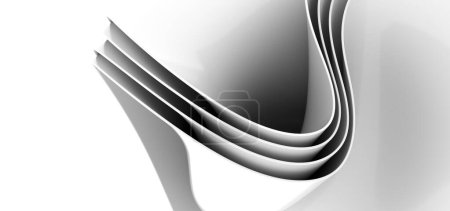 Photo for An abstract 3D rendered white background with thin, reflective wavy shapes and copy space - Royalty Free Image