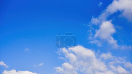 Beautiful blue crystal sky with white clouds, perfect for background, Volos, Greece.