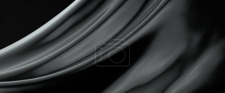 Foto de Ilustración de láminas sedosas plateadas aisladas sobre fondo oscuro vacío para fondo y superposiciones - Imagen libre de derechos
