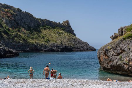 Photo for The Cala Bianca beach at Cilento National Park in Italy, Marina di Camerota, Campania - Royalty Free Image