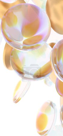 Téléchargez les photos : Illustration verticale des pilules vitaminées transparentes isolées sur un fond blanc vide - en image libre de droit