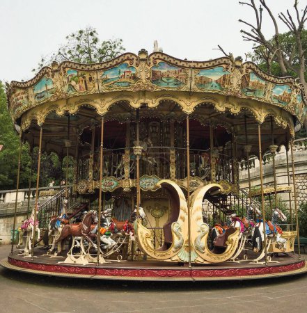 Photo for A carousel in the streets of Barcelona Spain with no one around - Royalty Free Image