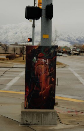 Photo for A street painting on a junction box in Ogden City, Utah - Royalty Free Image