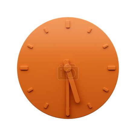 Photo for A 3D illustration of the orange clock on a white background, with white clock hands, showing half past five - Royalty Free Image