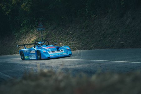 Photo for A blue car set up during an uphill speed race of the Italian championship in Pesaro - Royalty Free Image