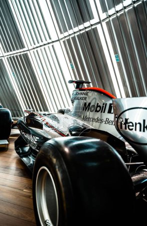 Photo for A closeup of the McLaren MP4-22 racing car at the Mercedes Benz World - Royalty Free Image