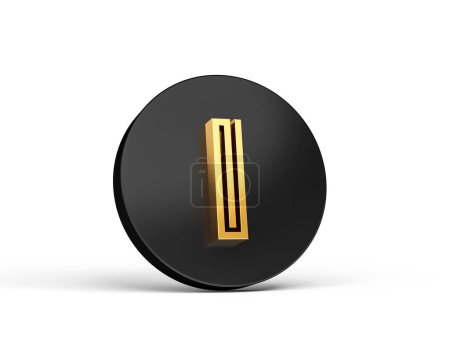 Photo for A 3D illustration of a royal gold modern font in a black circle, isolated on a white background, letter "i" - Royalty Free Image