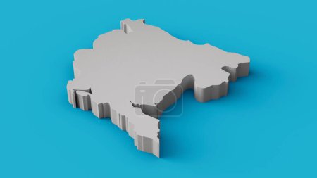 Photo for A 3D rendered illustration of a Montenegro map, on a blue background representing a blue sea, the concept of geographic cartography and topology - Royalty Free Image