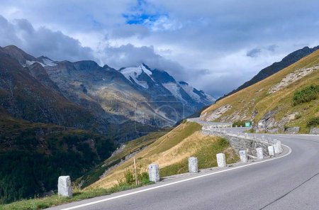 Photo for A landscape of a road  on Grossglockner high alpine. Austrian Alps with snowy green mountains - Royalty Free Image