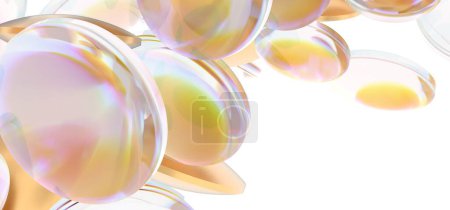 Téléchargez les photos : Illustration des pilules vitaminées transparentes isolées sur un fond blanc vide - en image libre de droit