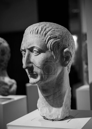Photo for A vertical grayscale of a Roman statue in the Roman Germanic Museum in Cologne - Royalty Free Image