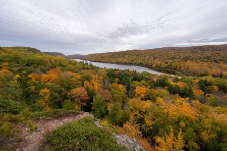 The Lake of the Clouds in Porcupine Mountains on a cloudy day in Ontonagon County, Michigan, United States