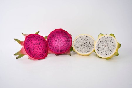 Photo for A few Pitaya or Dragon Fruits isolated with white background in closeup - Royalty Free Image