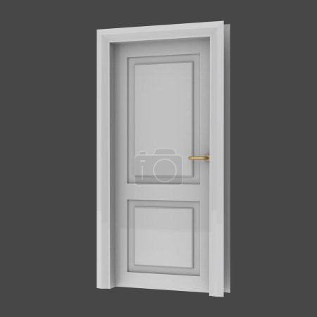 Téléchargez les photos : Blanc porte intérieure en bois illustration différent ouvert ensemble fermé isolé fond blanc - en image libre de droit