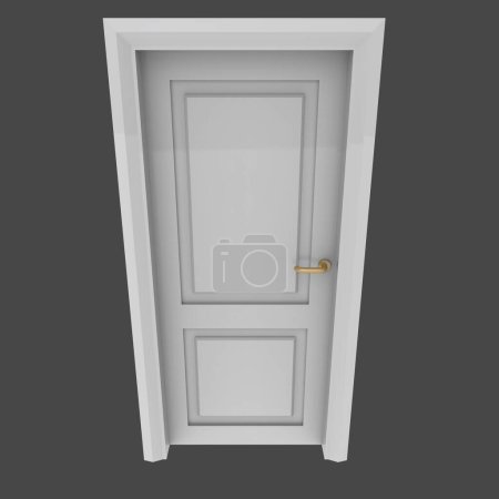 Foto de Ilustración de puerta interior de madera blanca diverso conjunto abierto cerrado fondo blanco aislado - Imagen libre de derechos