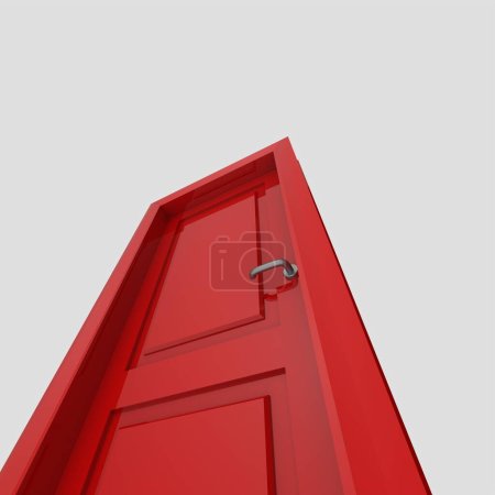 Foto de Rojo madera interior puerta ilustración diverso abierto cerrado conjunto aislado fondo blanco - Imagen libre de derechos