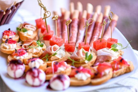 Photo for A closeup shot of beautifully arranged appetizers for a wedding - Royalty Free Image