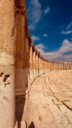 Photo for A vertical shot of the pillars of the archaeological site of Gerasa in Jerash, Jordan - Royalty Free Image