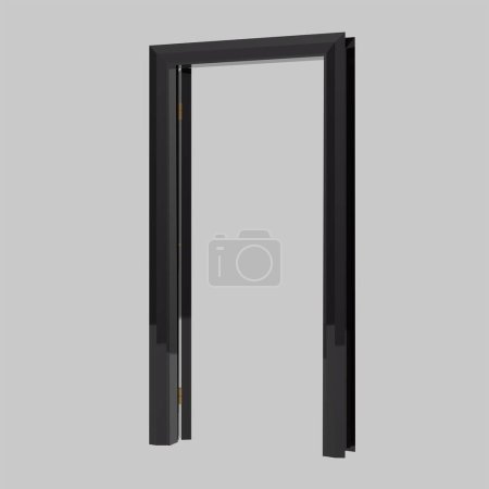 Photo for Black wooden interior set door illustration different open closed isolated white background - Royalty Free Image