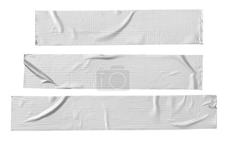 Photo for Set of blank Silver grey repair duct tape isolated on white background. Template Mock up - Royalty Free Image