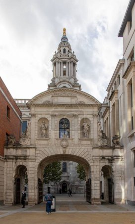 Photo for A vertical shot of the Temple Bar with St Paul's Cathedral in the background in London, UK. - Royalty Free Image
