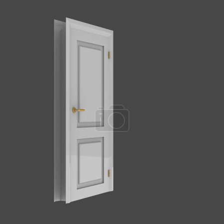 Foto de Ilustración de puerta interior de madera blanca diverso conjunto abierto cerrado fondo blanco aislado - Imagen libre de derechos