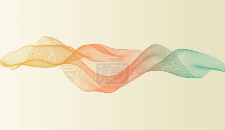 Heller Farbverlauf-Hintergrund mit farbigen Kurven und Wirbeln. Illustration von Technologie und Datenvisualisierung.