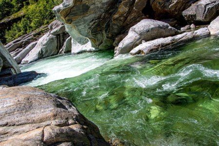 Photo for A beautiful shot of the Verzasca River in Ticino, Switzerland - Royalty Free Image