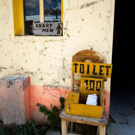 Photo for A closeup shot of a sign for a toilet - Royalty Free Image