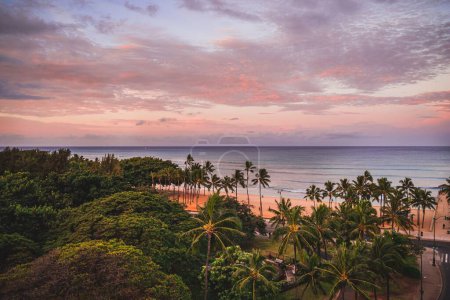 Photo for A landscape of a beautiful sunset over Paradise Cove Luau, Hawaii. - Royalty Free Image