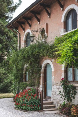 Photo for A vertical shot of an old building covered in green plants - Royalty Free Image