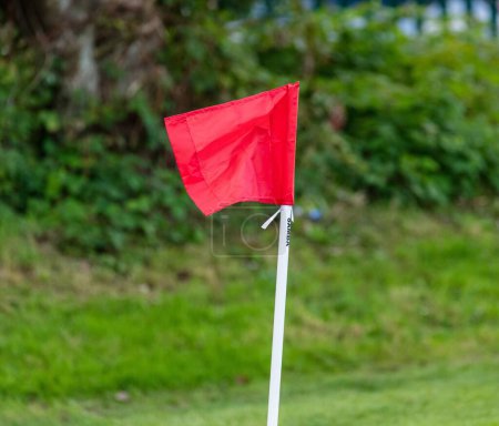 Photo for A football corner red flag on a football pitch. - Royalty Free Image