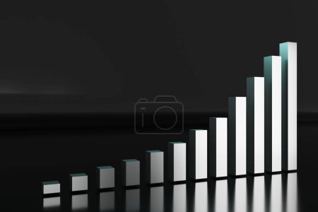 Photo for A 3D render of a growing business chart - Royalty Free Image