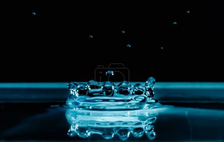 Photo for The water bubbles and drops isolated on a dark background in blue tones - Royalty Free Image