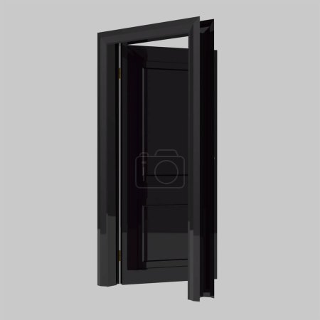 Foto de Negro madera interior conjunto puerta ilustración diferente abierto cerrado aislado fondo blanco - Imagen libre de derechos