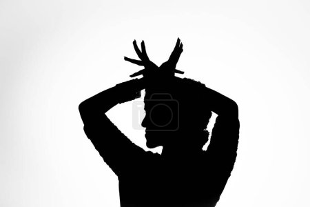 Photo for A silhouette of Indian bride on a white background - Royalty Free Image