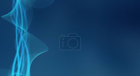 Photo for Illustration of curvy lines on blue background. Abstract tech background with copy space on the right. Technology and data visualization illustration - Royalty Free Image