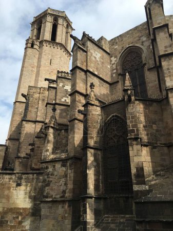 Téléchargez les photos : Plan vertical de la cathédrale Sainte-Croix-et-Sainte-Eulalia à Barcelone, Espagne - en image libre de droit