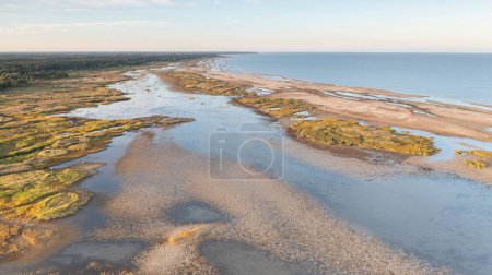 Photo for An aerial shot of Parnu port with crystal clear water, Luitemaa Nature Reserve, Estonia - Royalty Free Image